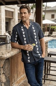 Turtle Panels Pacific Legend Aloha Shirts Gray
