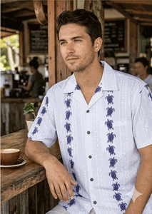 Turtle Panels Pacific Legend Aloha Shirts NaWhite