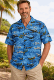 USA Fighter Planes Mens Cotton Shirt 3820Blue USA Fighter Planes Mens Cotton Shirt 3820Blue
