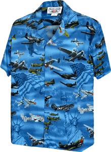 USA Fighter Planes Mens Cotton Shirt 3820Blue