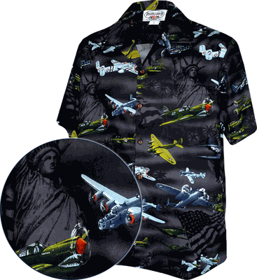 USA Fighter Planes Mens Cotton Shirt Black USA Fighter Planes Mens Cotton Shirt Black