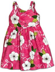 Vibrant Hibiscus Toddler Girl Cute Dress 3954Pink