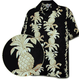 Vintage Hawaiian Shirts Black Pineapple Panels