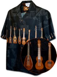 Vintage Ukulele Aloha Shirts Black Vintage Ukulele Aloha Shirts Black