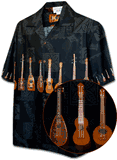 Vintage Ukulele Aloha Shirts Black 
