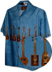 Vintage Ukulele Aloha Shirts Blue