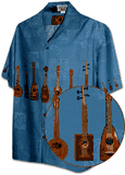 Vintage Ukulele Aloha Shirts Blue