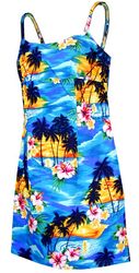 Waikiki Sunset Adjustable Spaghetti Aloha Dress Blue (S-XL) Waikiki Sunset Adjustable Spaghetti Aloha Dress Blue (S-XL)