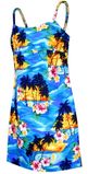 Waikiki Sunset  Adjustable Spaghetti Aloha Dress Blue (S-XL)