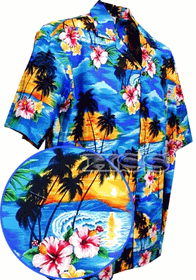 Waikiki Sunset Boys Blue Hawaiian Aloha Shirt Waikiki Sunset Boys Blue Hawaiian Aloha Shirt