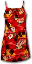 Waikiki Sunset Girls Red Spaghetti Dress