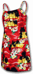 Waikiki Sunset Spaghetti Aloha Dress Red Waikiki Sunset Spaghetti Aloha Dress Red
