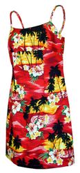 Waikiki Sunset Spaghetti Aloha Dress Red (S-XL)