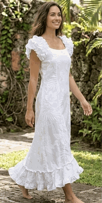 White Dresses Forever Hibiscus Wedding Hawaiian Muumuus