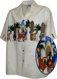 White Hawaiin Shirts Surfin Parrots