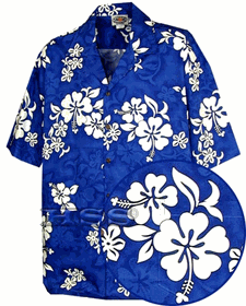 White Hibiscus Boys Blue Hawaiian Shirt White Hibiscus Boys Blue Hawaiian Shirt