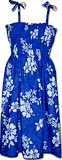 White Hibiscus Hawaiian Blue Tube Dress