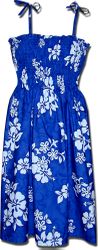 White Hibiscus Hawaiian Blue Tube Dress