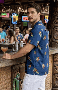 Wild Parrot Hawaiian Shirt for Mens 3912Navy