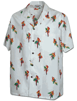 Wild Parrot Hawaiian Shirt for Mens 3912White