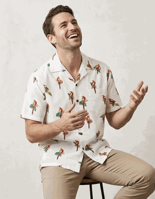 Wild Parrot Hawaiian Shirt for Mens 3912White