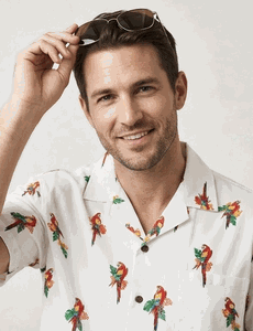 Wild Parrot Hawaiian Shirt for Mens 3912White