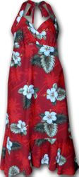 Women's Hawaiian Dress Hibiscus Island Red Halter Women's Hawaiian Dress Hibiscus Island Red Halter