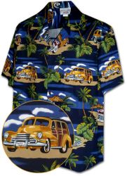 Woodies Beach Hawaiian Shirt Navy