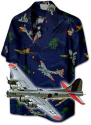 World War 2 Bombers Navy Hawaiian Camp Shirts