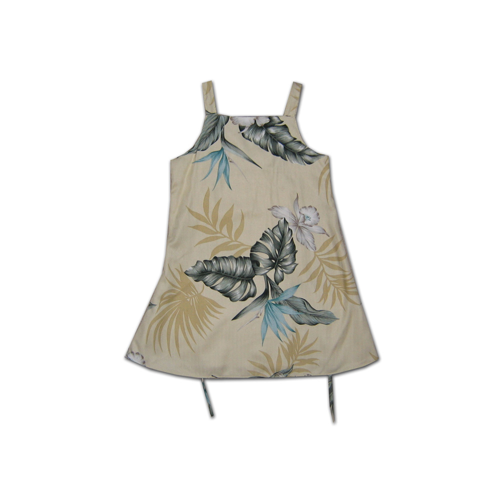 Iki Hawaiian Flower Girl Rayon Dress - Wild Ginger (Square Neck)