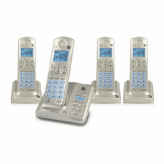 GE-28522AE4 Four Handset Cordless Phone-Silver