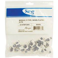 IC107 Module, F-Type, Nickel Plated, White - 25-PK by ICC