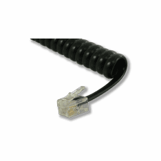 L-H4DU-FB-25 25ft Flat Black Replacement Handset Coil Cord