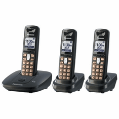 Panasonic KX-TG6413T DECT 6.0 Expandable Cordless Phone with 3 Handsets