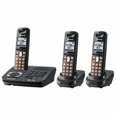 Panasonic KX-TG6443T DECT 6.0 Expandable Cordless Phone with Answering System and 3 Handsets