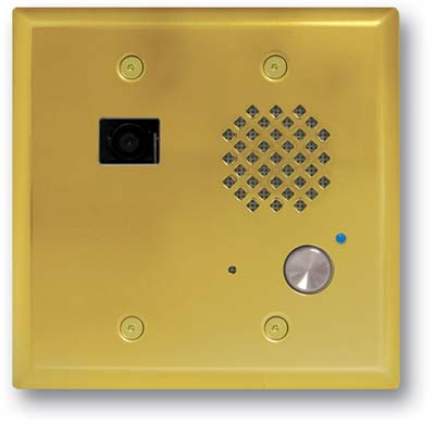 Polished Brass Double Gang Entry Phone with Color Video Camera and Enhanced Weather Protection