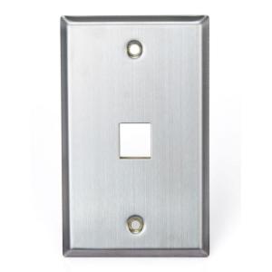Wall Plate, Phone, Recessed, 1-Port, Stainless Steel