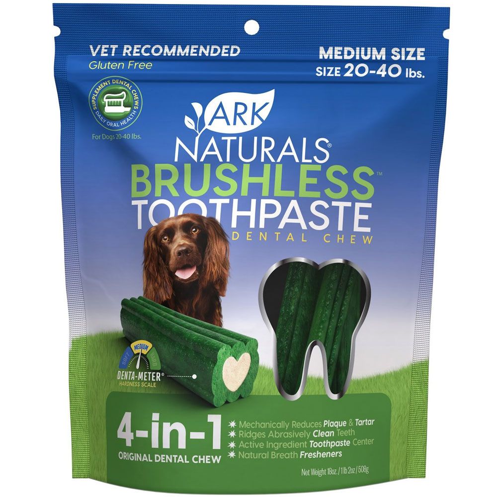 Ark Naturals Brushless Toothpaste Medium GlutenFree Dental Dog Treats