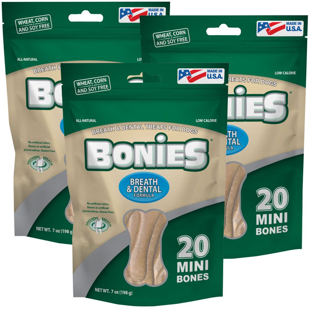 BONIES Natural Dental Health MultiPack MINI 3PACK (60 Bones) On