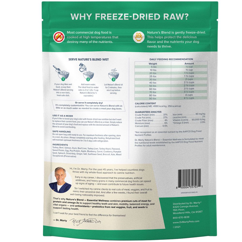 Dr. Marty Nature's Blend Freeze Dried Raw Dog Food Essential Wellness, 48 oz. On Sale