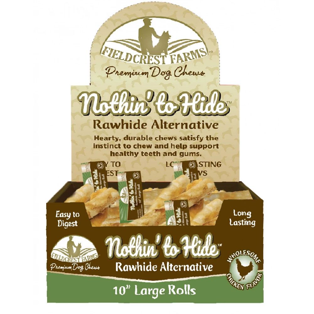 Fieldcrest Farms Nothin' To Hide Rawhide Alternative Premium Roll Chicken Dog Chews Large 10