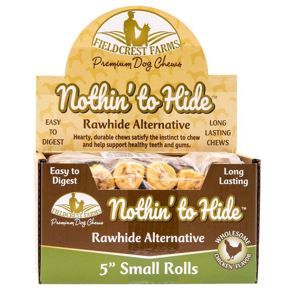Fieldcrest Farms Nothin' To Hide Rawhide Alternative Premium Roll Chicken Dog Chews Small 5" (24