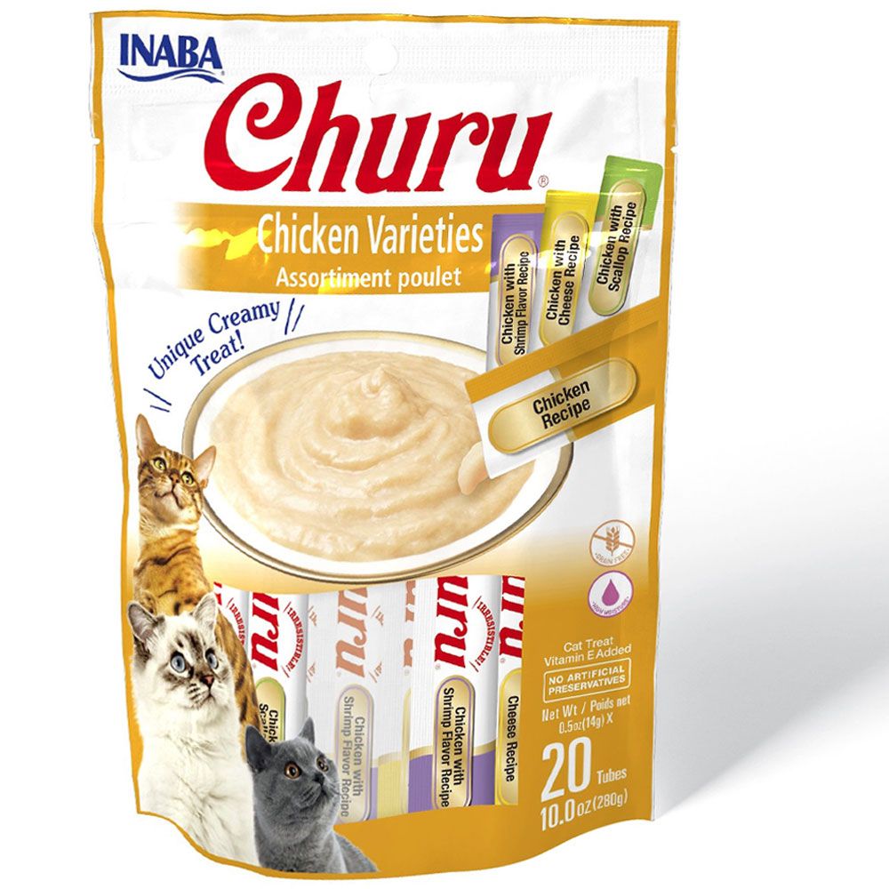 Inaba Churu Chicken Puree Variety Pack GrainFree Lickable Cat Treat