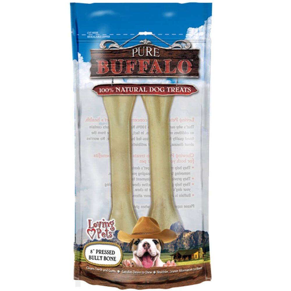 Loving Pets 8" Pure Buffalo Pressed Bully Bone, 2pack On Sale
