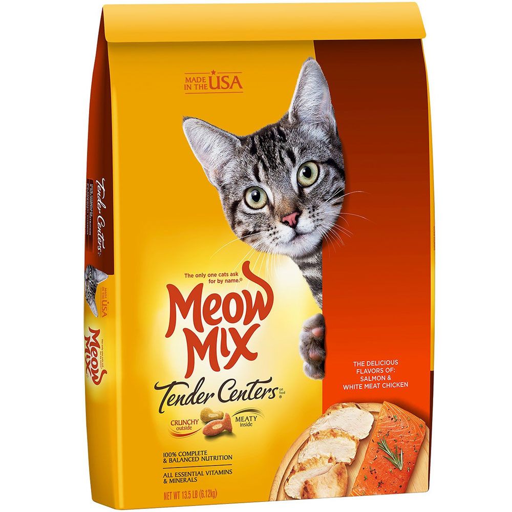 Meow Mix Tender Centers Salmon & White Meat Chicken Dry Cat Food, 13.5