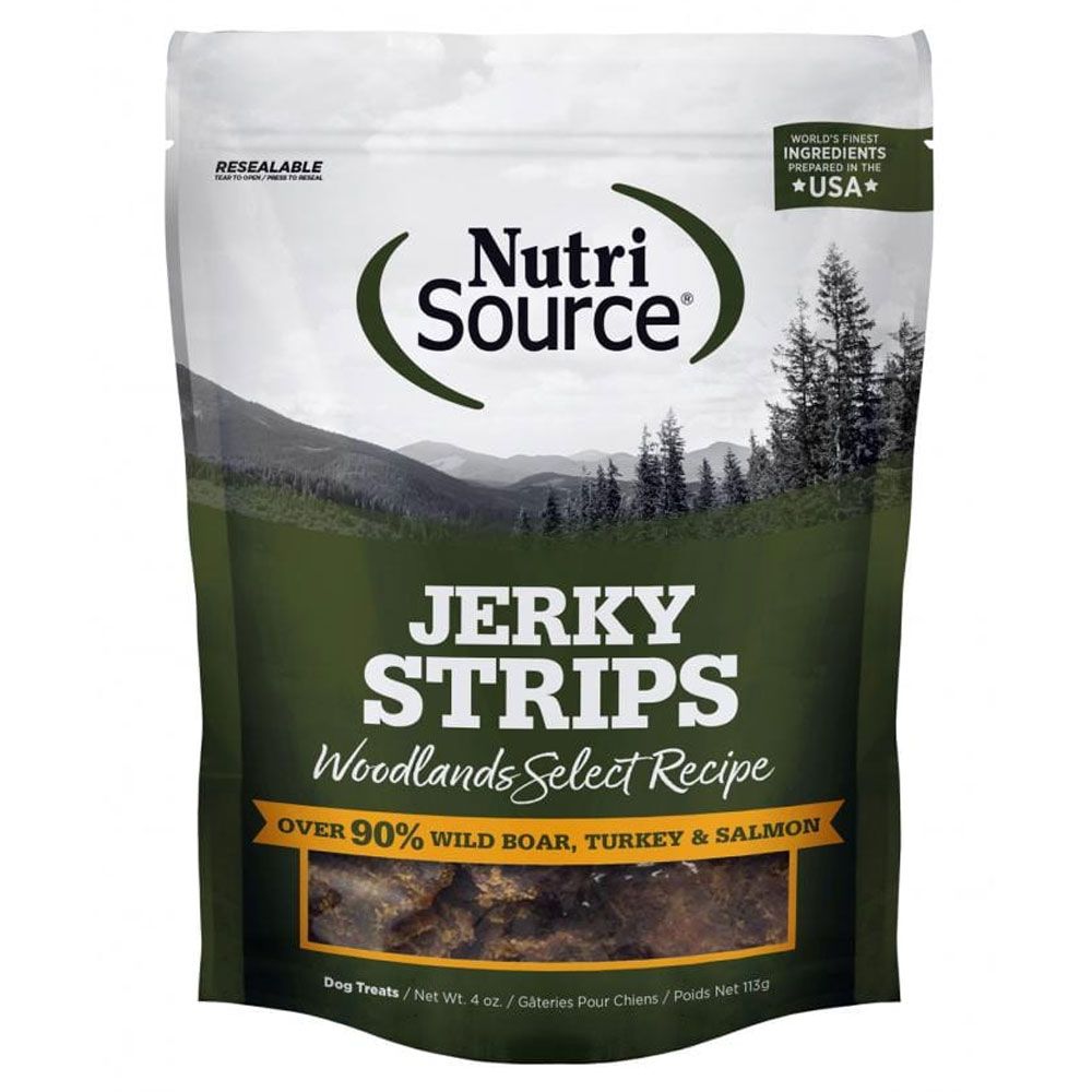 Nutrisource Woodlands Select Jerky Strips Dog Treats, 4oz bag On