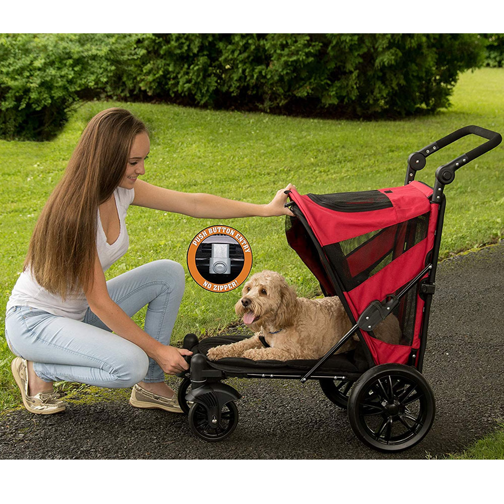 Pet Gear Excursion NoZip Pet Stroller Candy Red Healthypets