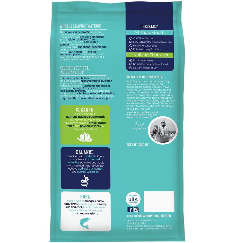 Solid Gold Leaping Waters Sensitive Stomach GrainFree Cold Water Salmon & Vegetable Dry Dog