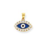 10k Gold CZ & Enamel Eye Pendant