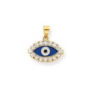 10k Gold CZ & Enamel Eye Pendant